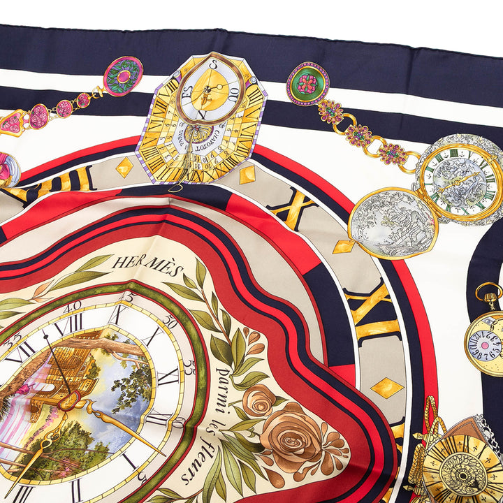 Hermès Parmi les Fleurs je Compte les Heures Soie Foulard Bleu – GABY PARIS Authentique