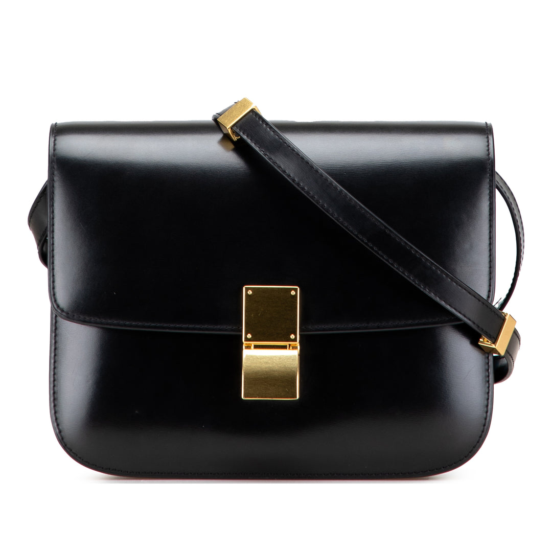 Medium Calfskin Classic Box Black - Gaby Paris
