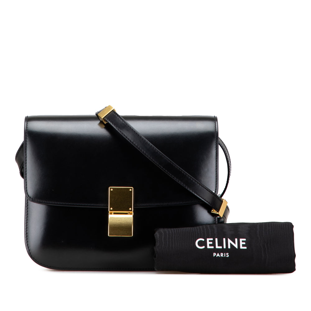 Medium Calfskin Classic Box Black - Gaby Paris