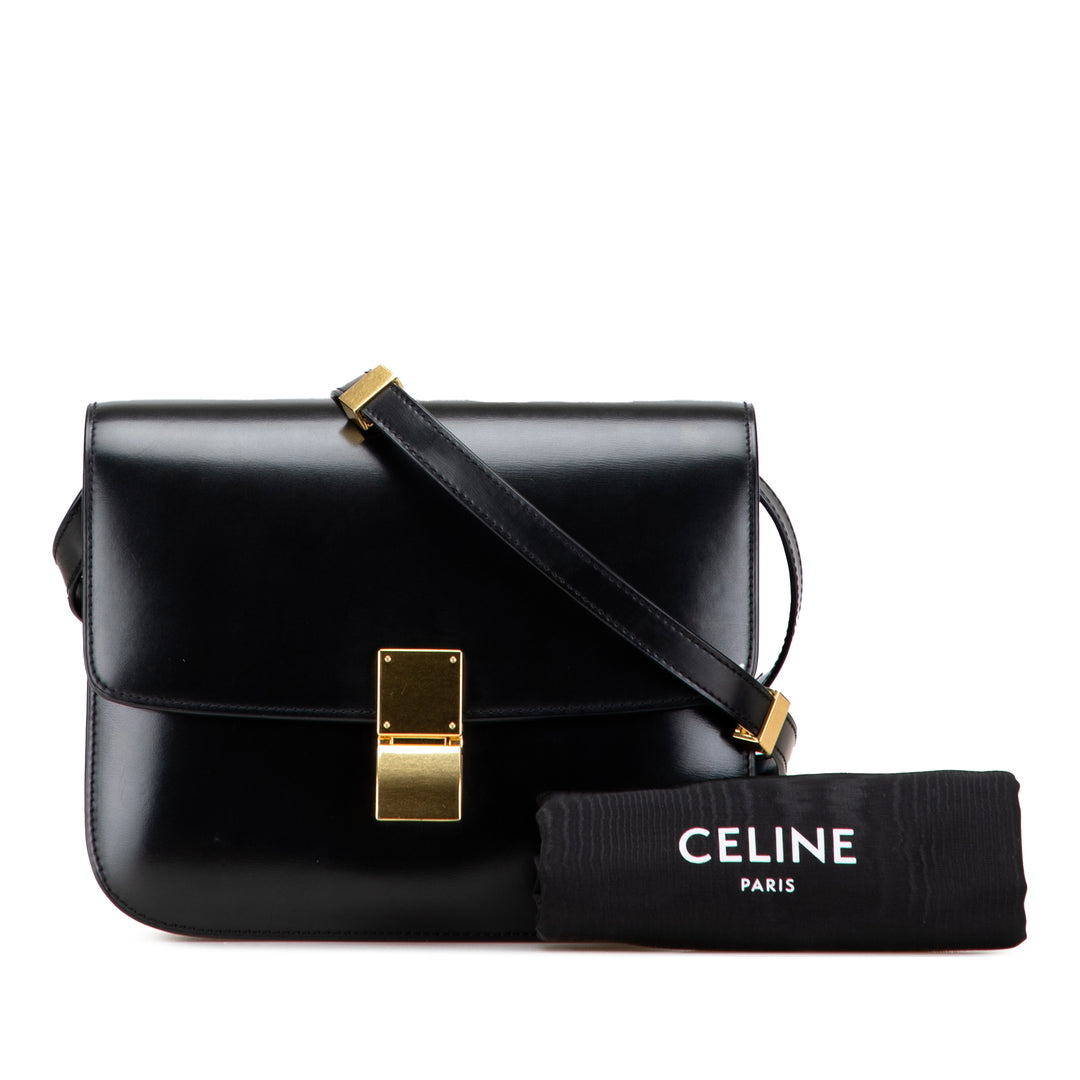 Medium Calfskin Classic Box Black - Gaby Paris
