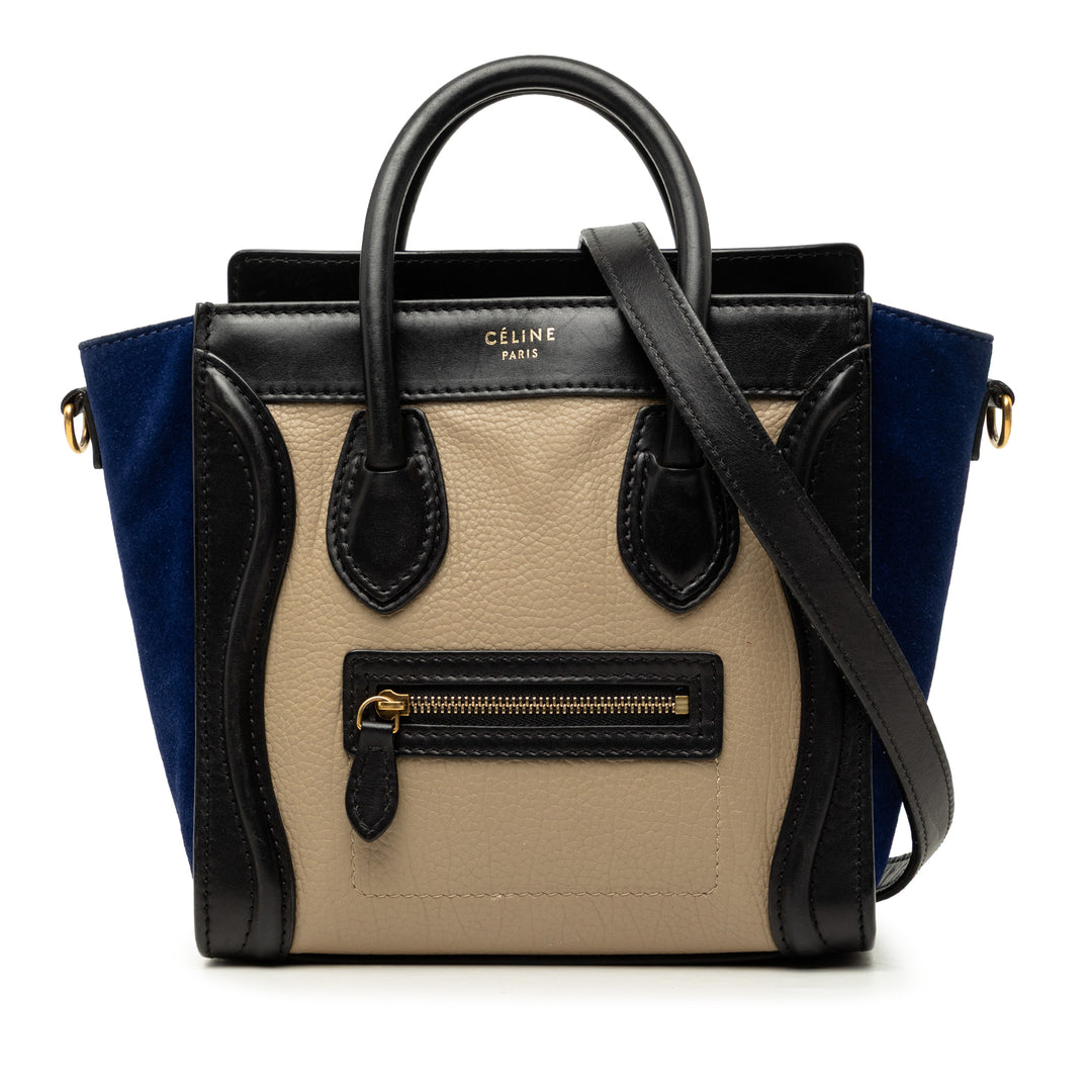 Tricolore et Luggage Cabas Nano Cuir de veau Beige
