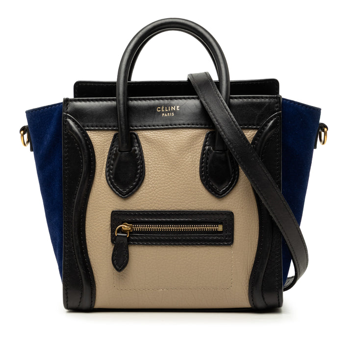 Tricolore et Luggage Cabas Nano Cuir de veau Beige