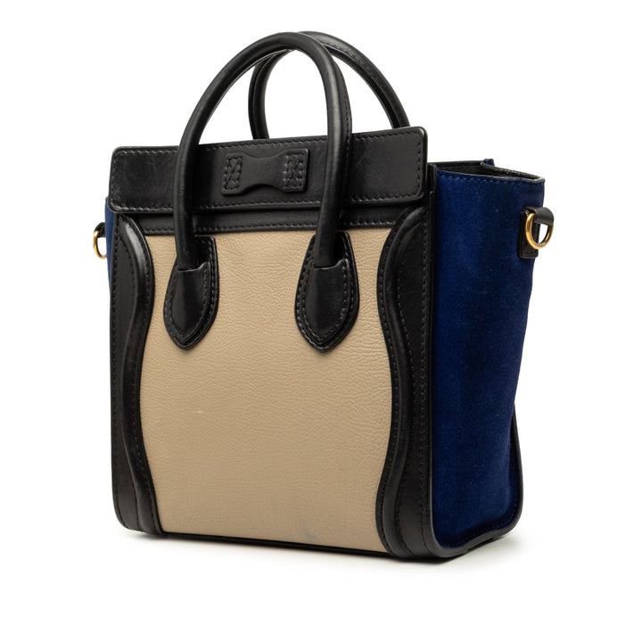 Tricolore et Luggage Cabas Nano Cuir de veau Beige