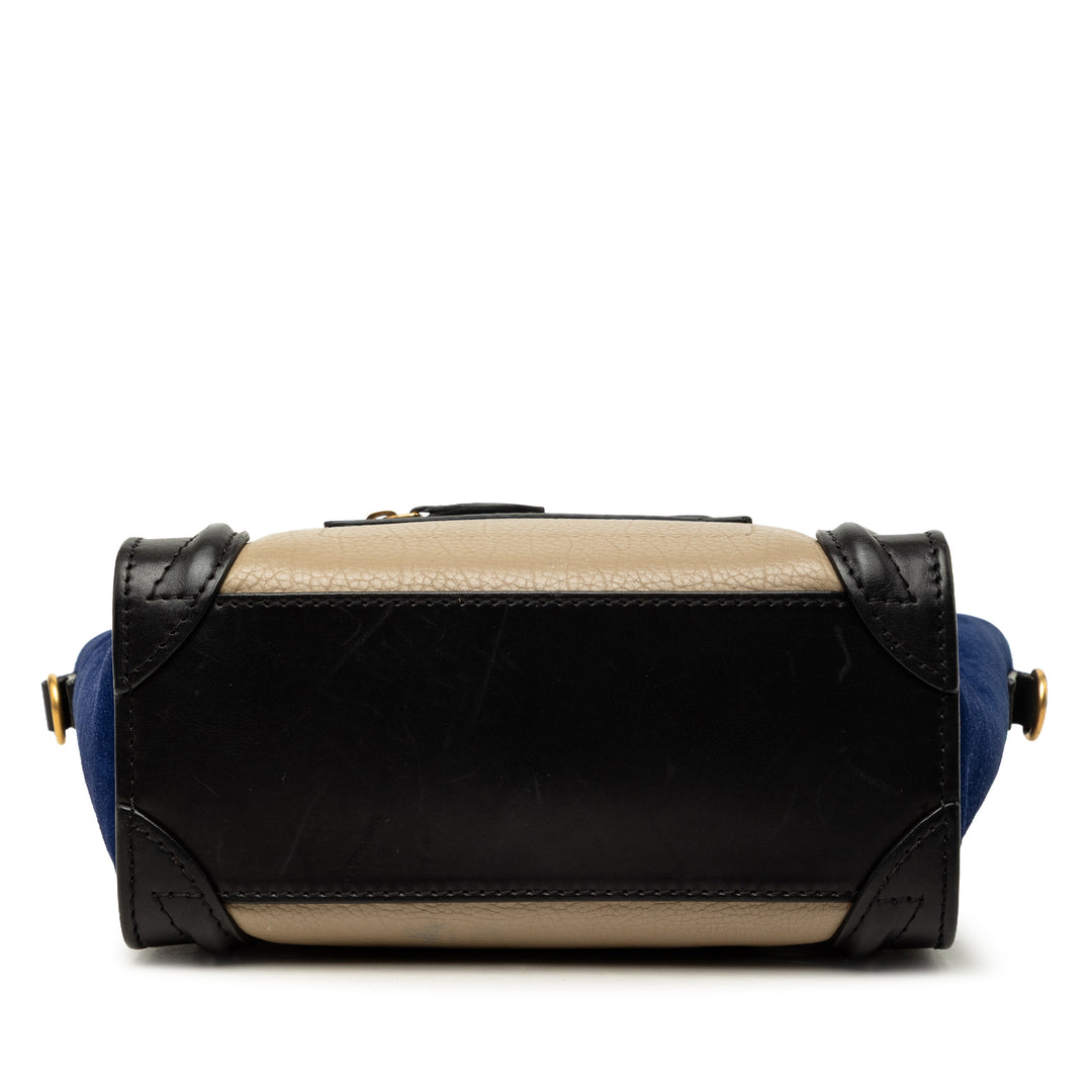 Tricolore et Luggage Cabas Nano Cuir de veau Beige