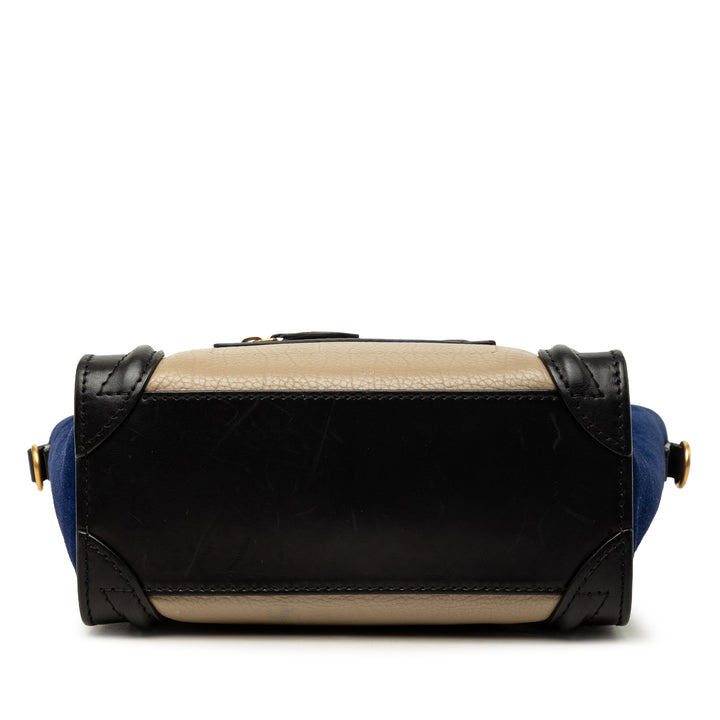 Tricolore et Luggage Cabas Nano Cuir de veau Beige