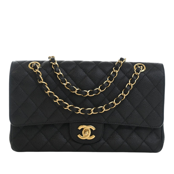 Classic Double rabat Moyen Cuir caviar Noir
