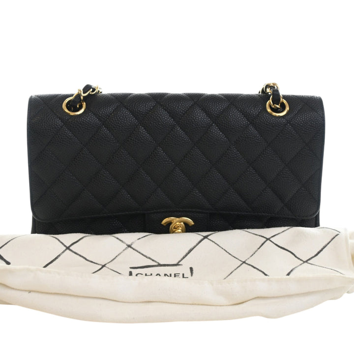 Classic Double rabat Moyen Cuir caviar Noir