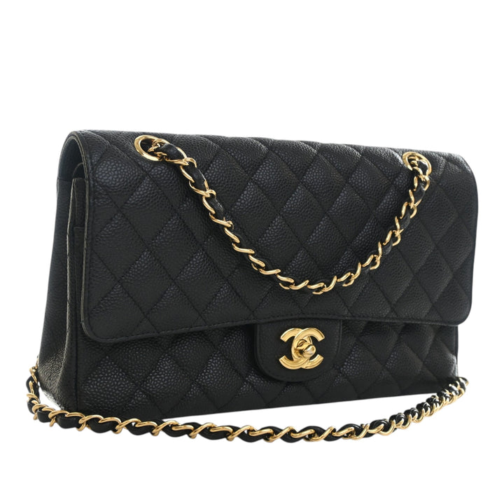 Classic Double rabat Moyen Cuir caviar Noir