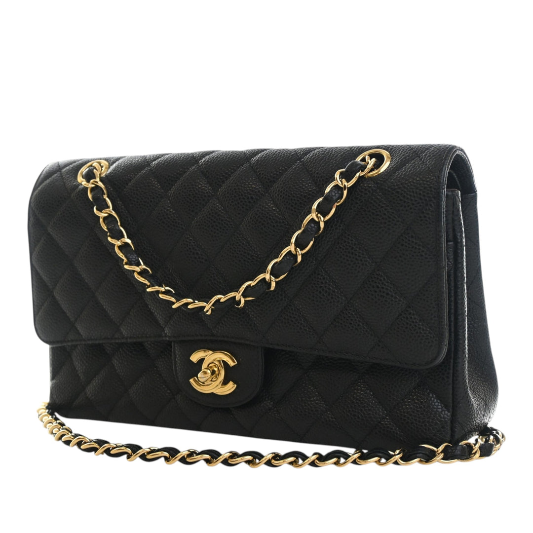 Classic Double rabat Moyen Cuir caviar Noir