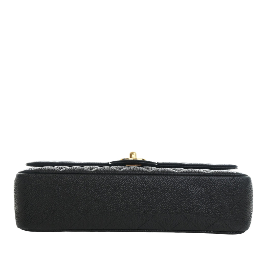 Classic Double rabat Moyen Cuir caviar Noir