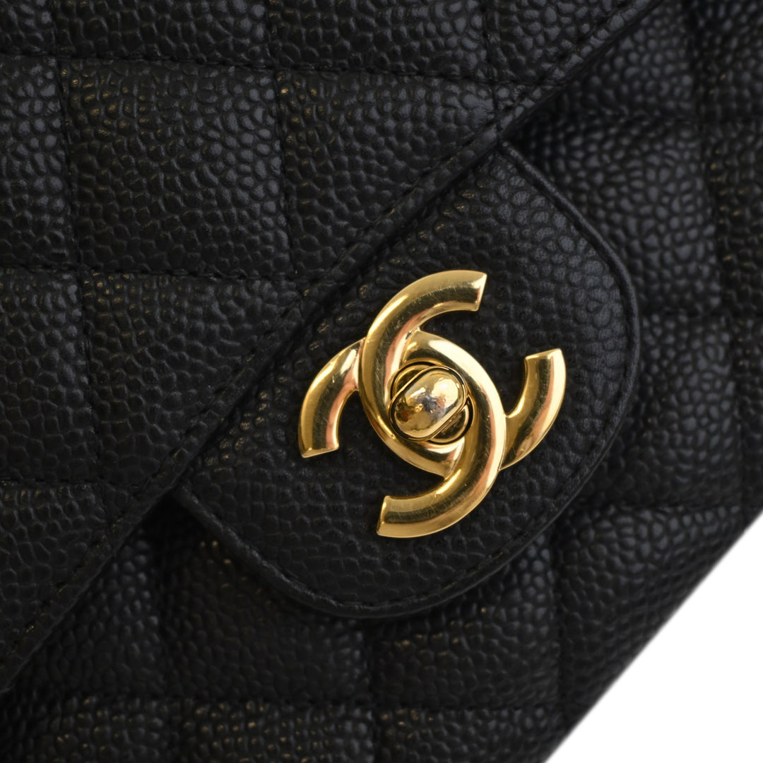 Classic Double rabat Moyen Cuir caviar Noir
