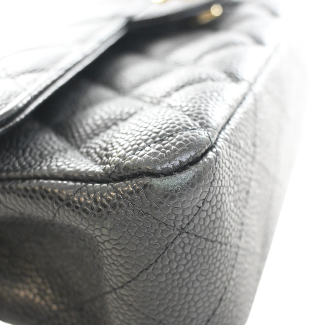 Classic Double rabat Moyen Cuir caviar Noir