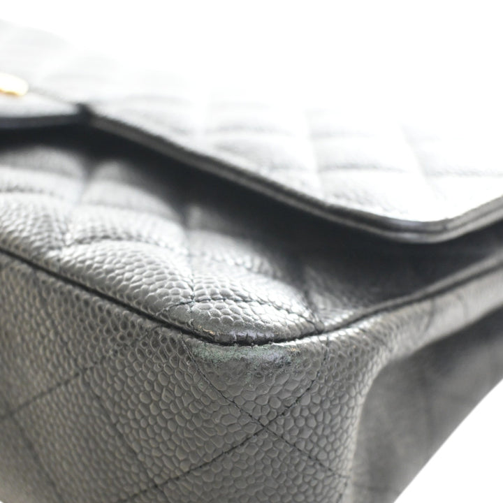 Classic Double rabat Moyen Cuir caviar Noir
