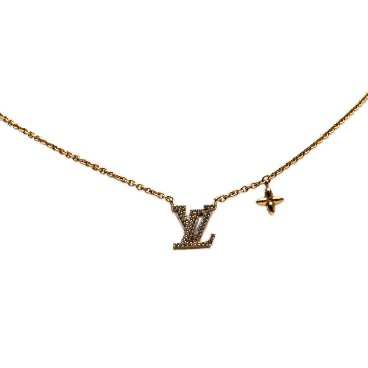 Louis Vuitton Doré Plated LV Crystal Iconic Pendant Collier Doré