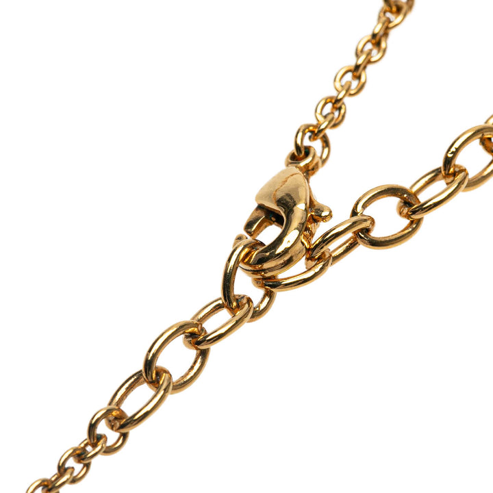 Louis Vuitton Doré Plated LV Crystal Iconic Pendant Collier Doré