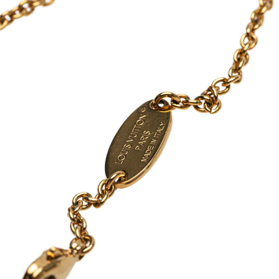 Louis Vuitton Doré Plated LV Crystal Iconic Pendant Collier Doré