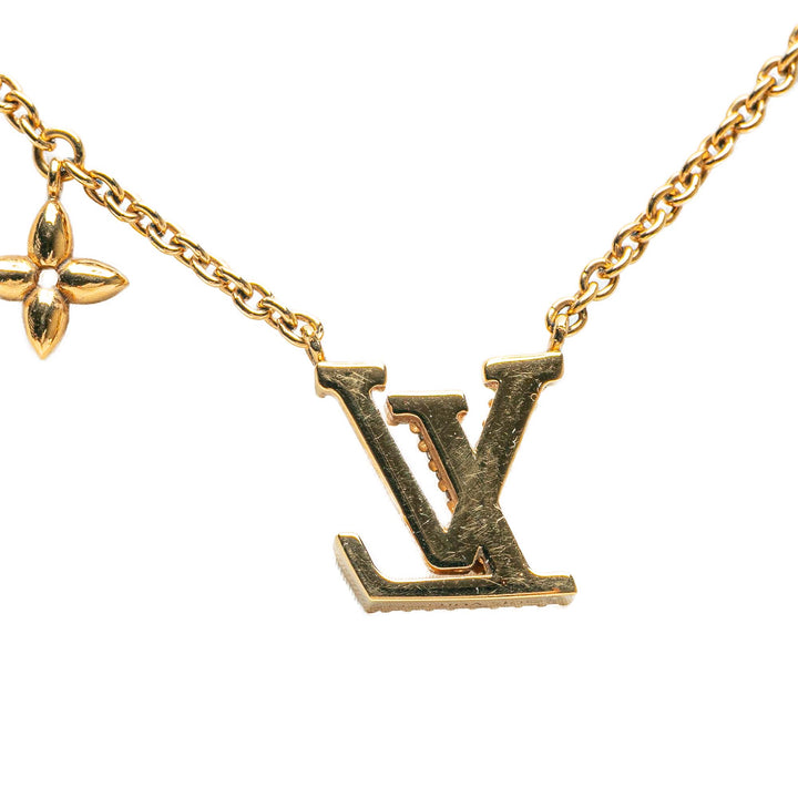Louis Vuitton Doré Plated LV Crystal Iconic Pendant Collier Doré