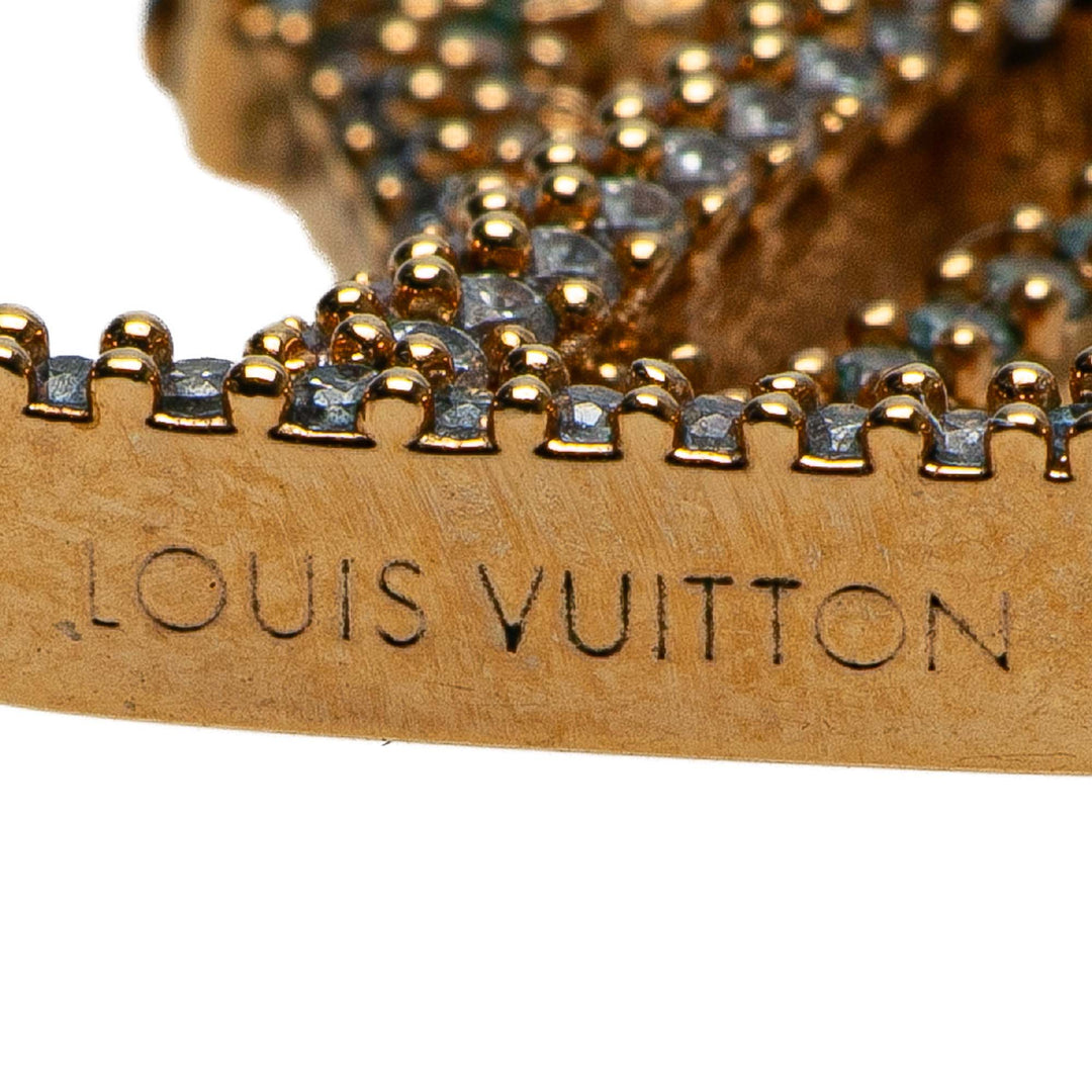 Louis Vuitton Doré Plated LV Crystal Iconic Pendant Collier Doré