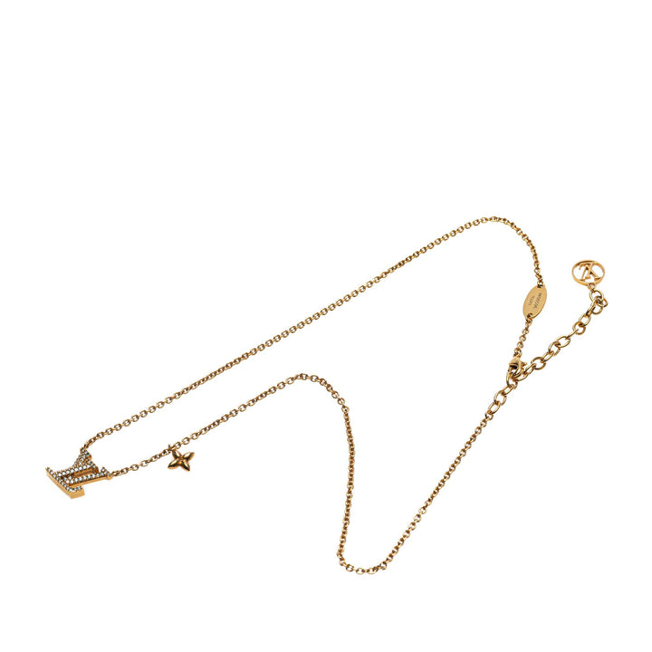 Louis Vuitton Doré Plated LV Crystal Iconic Pendant Collier Doré