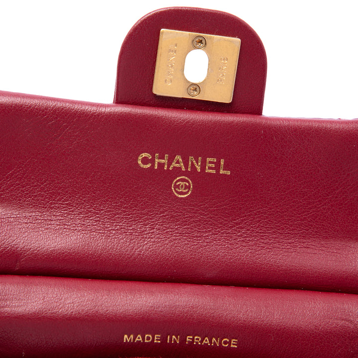 Matelassé Lady Porte-cartes avec chaîne sac à Cuir de veau Rouge