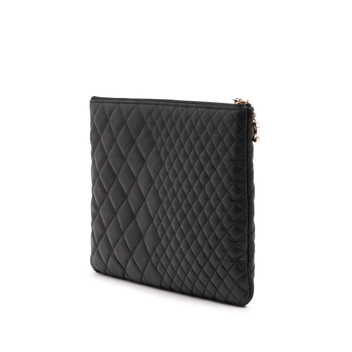 Medium Bi Quilted Lambskin Cosmetic Case Black - Gaby Paris