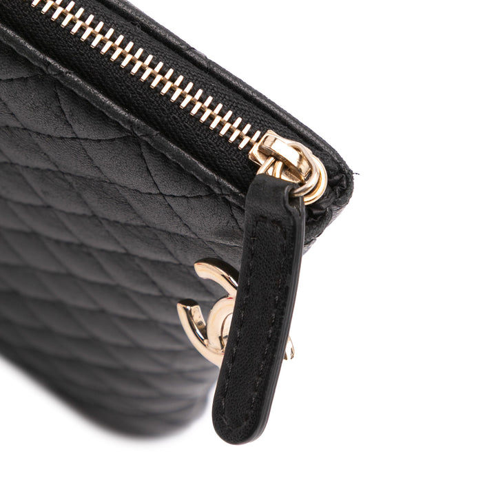 Medium Bi Quilted Lambskin Cosmetic Case Black - Gaby Paris