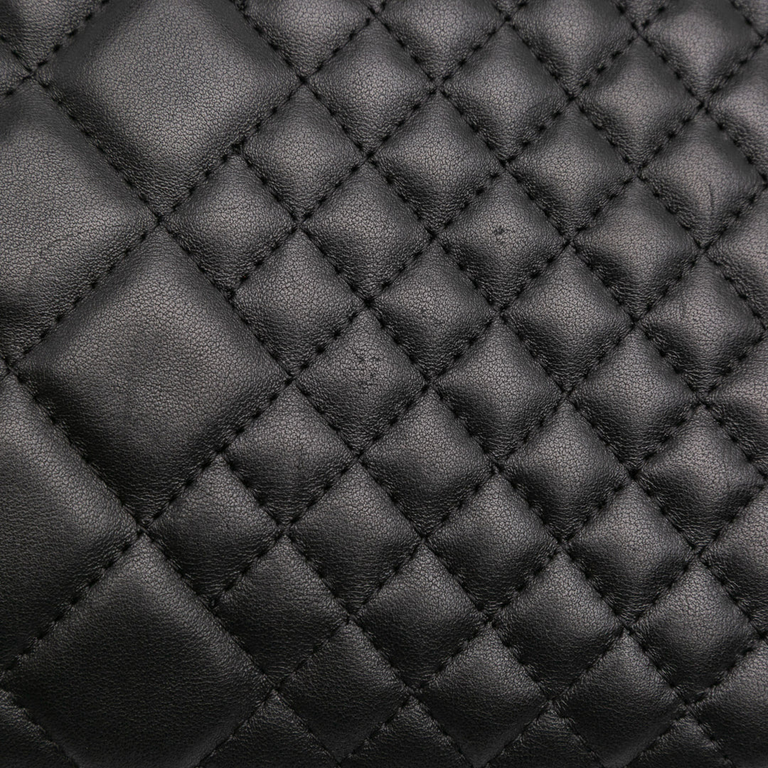 Medium Bi Quilted Lambskin Cosmetic Case Black - Gaby Paris