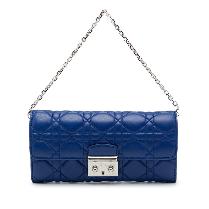 Cannage Miss Dior Promenade Wallet on Chain Cuir d'agneau Bleu