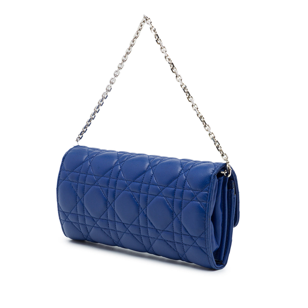 Cannage Miss Dior Promenade Wallet on Chain Cuir d'agneau Bleu