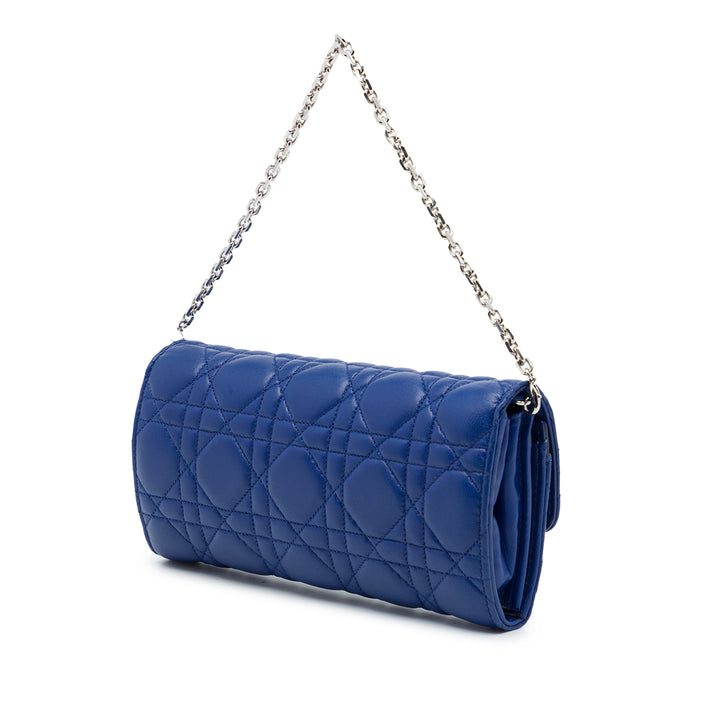 Cannage Miss Dior Promenade Wallet on Chain Cuir d'agneau Bleu