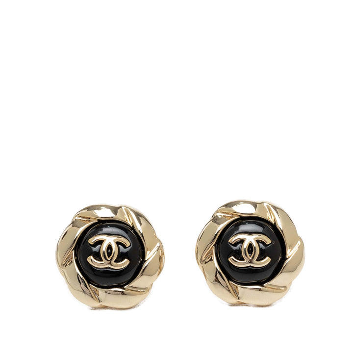 Chanel CC plaqué Camellia fermoir poussette Boucles d'oreilles Métal