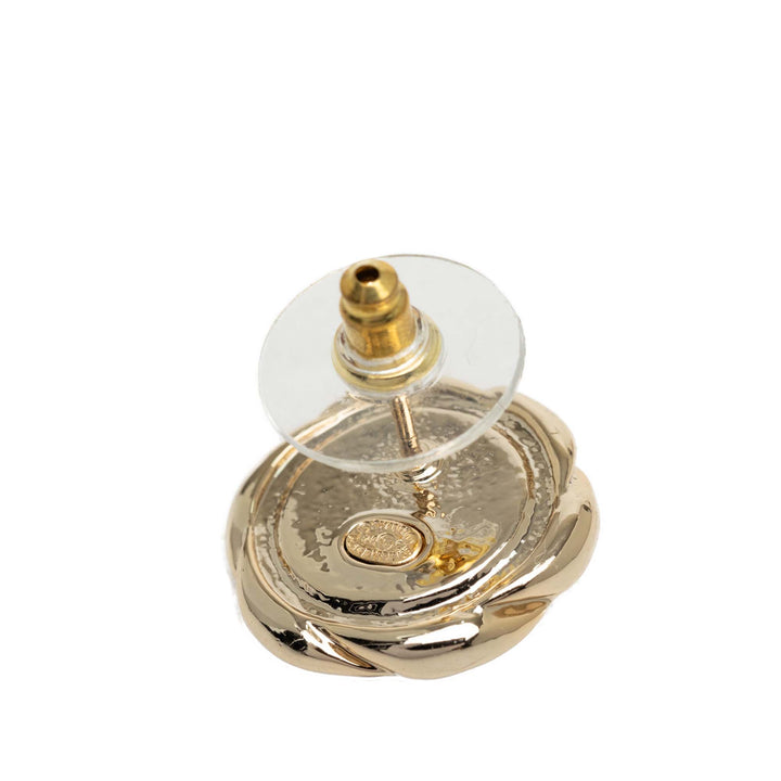 Chanel CC plaqué Camellia fermoir poussette Boucles d'oreilles Métal