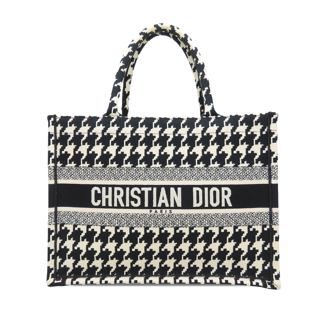 Dior Medium Toile Houndstooth brodé Book Cabas