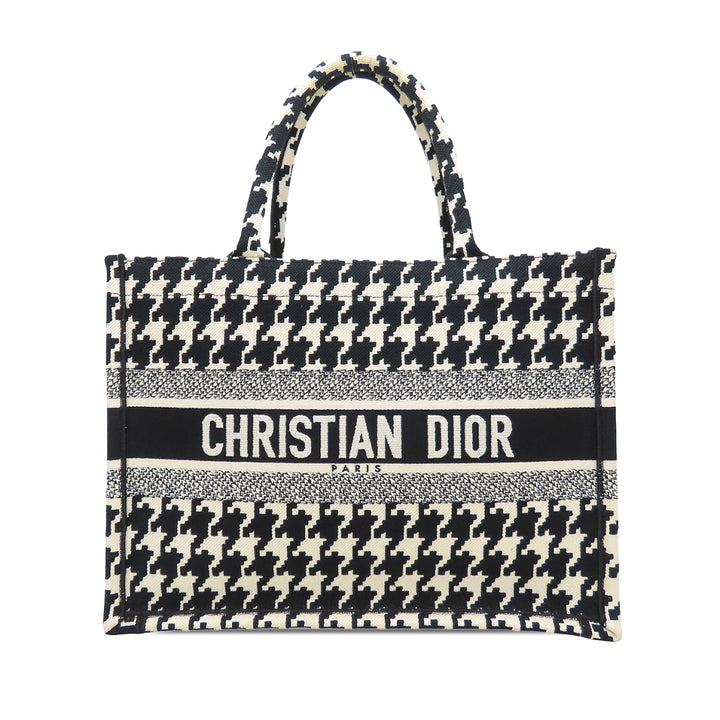 Dior Medium Toile Houndstooth brodé Book Cabas