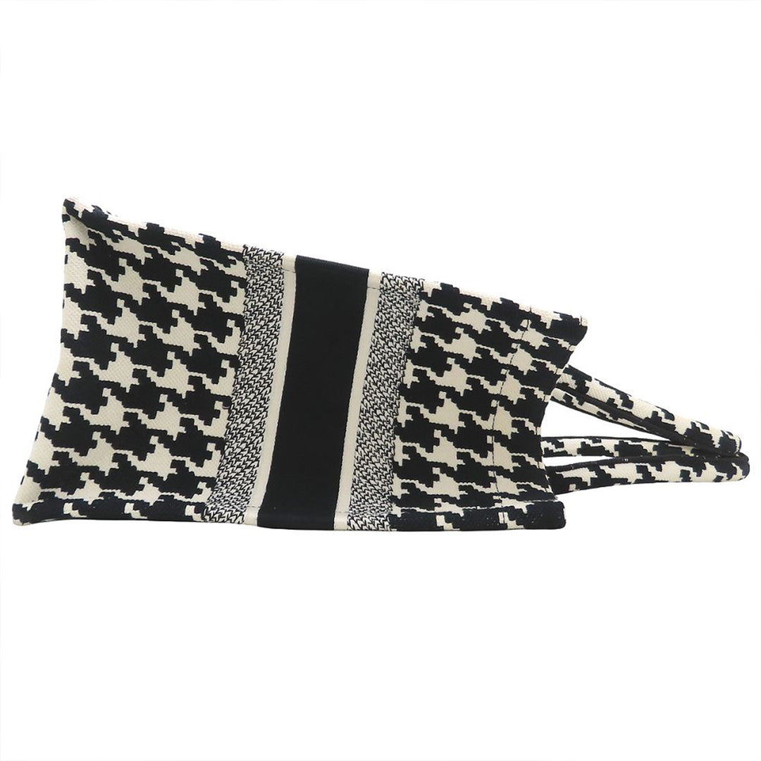 Dior Medium Toile Houndstooth brodé Book Cabas