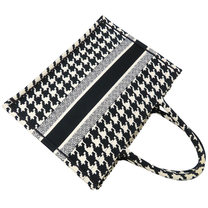 Dior Medium Toile Houndstooth brodé Book Cabas