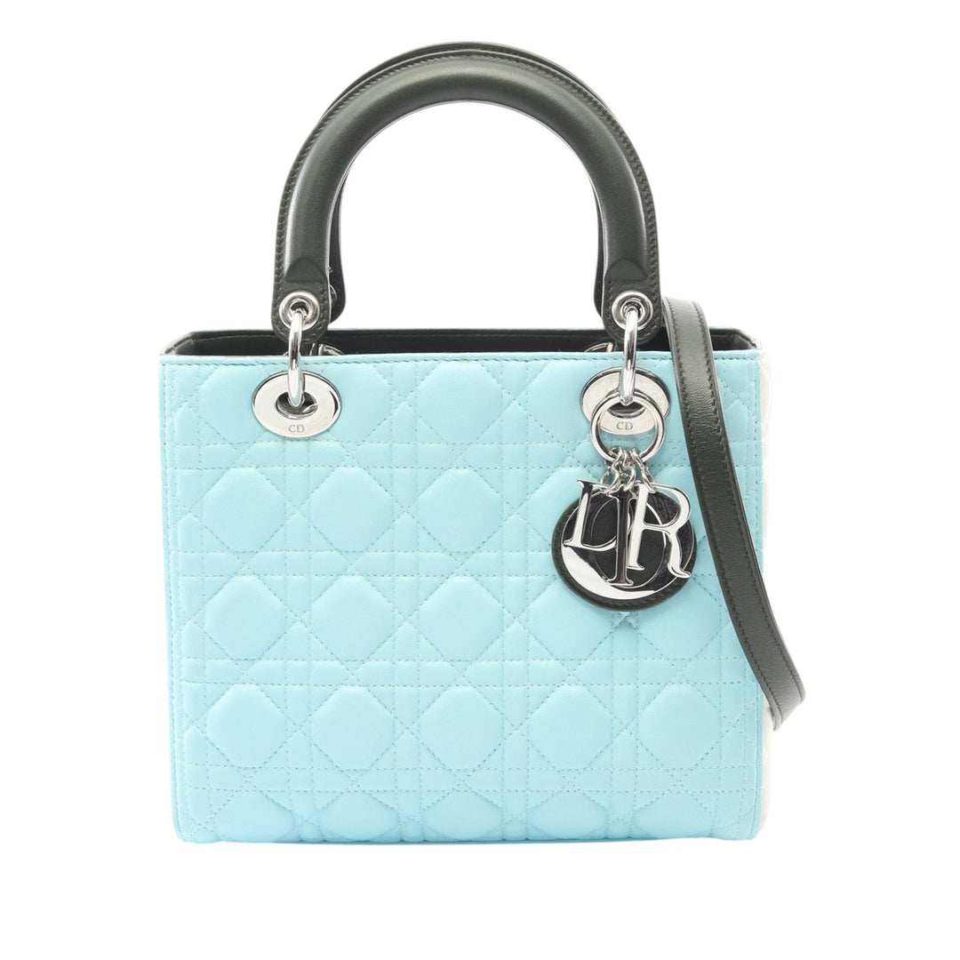 Lady Dior Tricolore Cannage Moyen Cuir d'agneau Vert