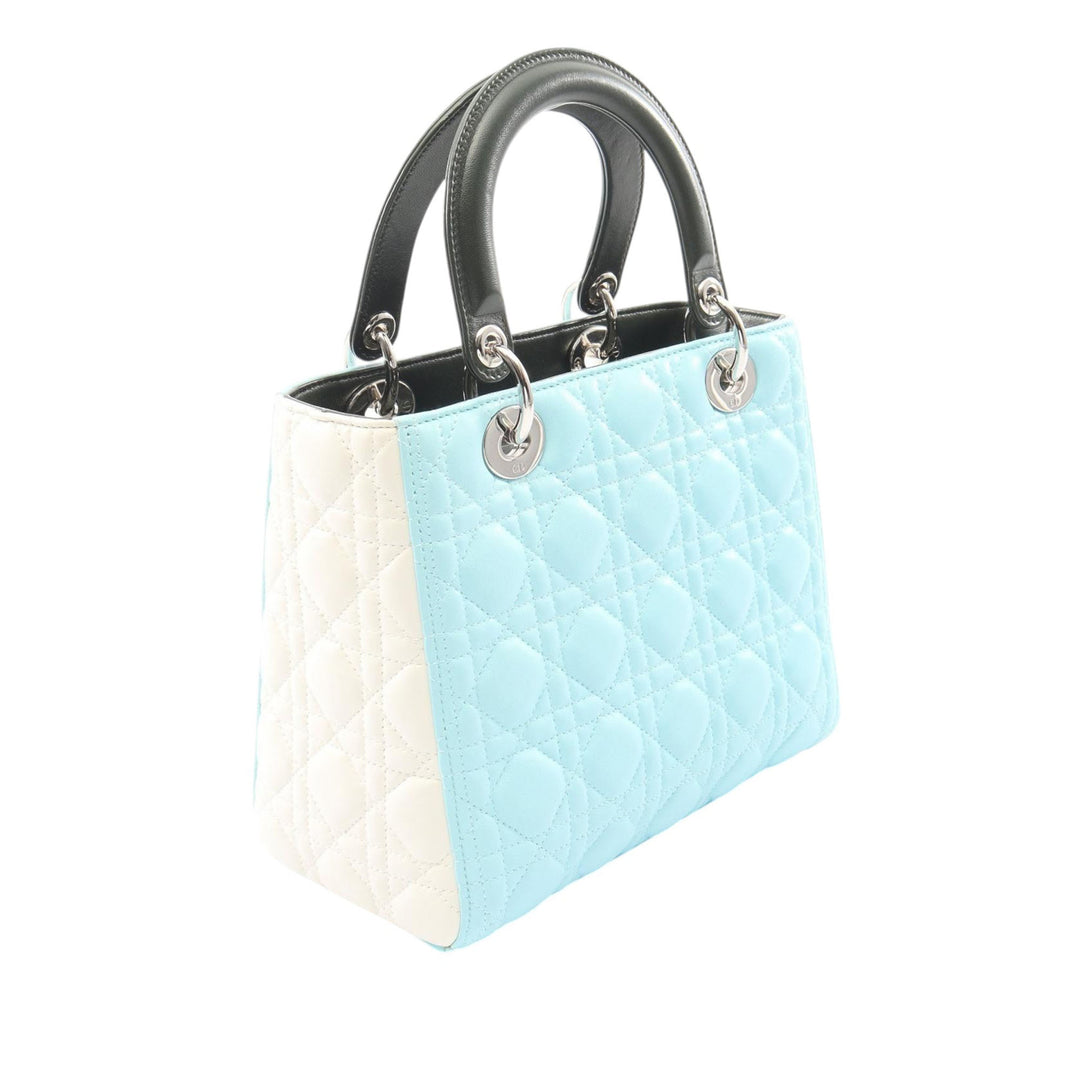 Lady Dior Tricolore Cannage Moyen Cuir d'agneau Vert