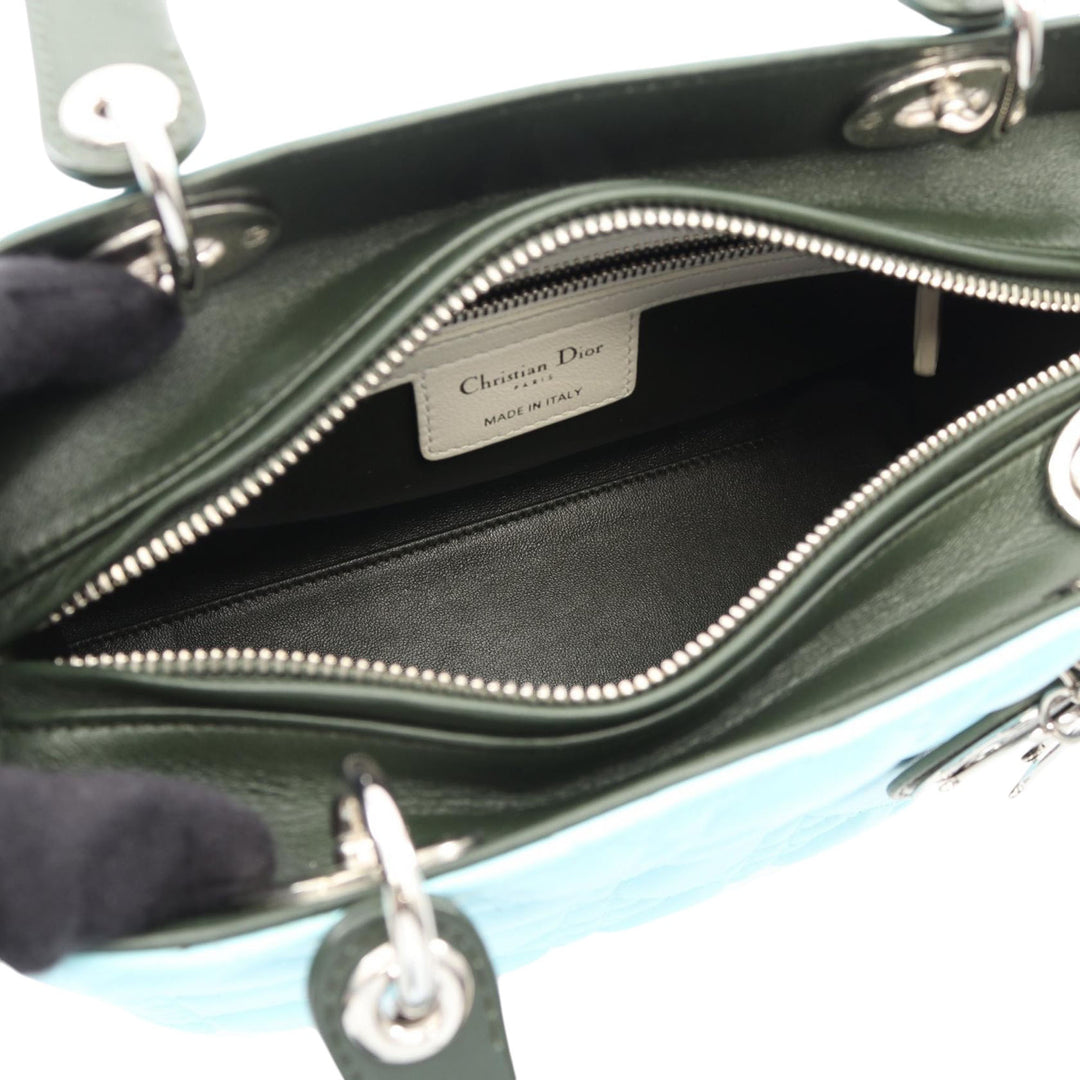 Lady Dior Tricolore Cannage Moyen Cuir d'agneau Vert