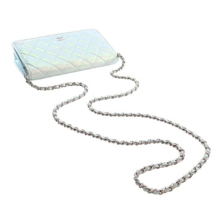 Chanel CC Matelassé Iridescent Cuir d’agneau Wallet on Chain