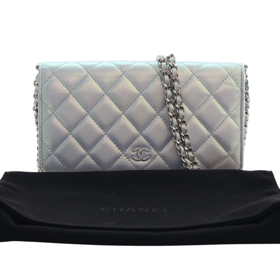 Chanel CC Matelassé Iridescent Cuir d’agneau Wallet on Chain