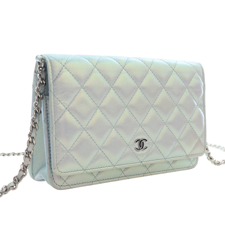 Chanel CC Matelassé Iridescent Cuir d’agneau Wallet on Chain
