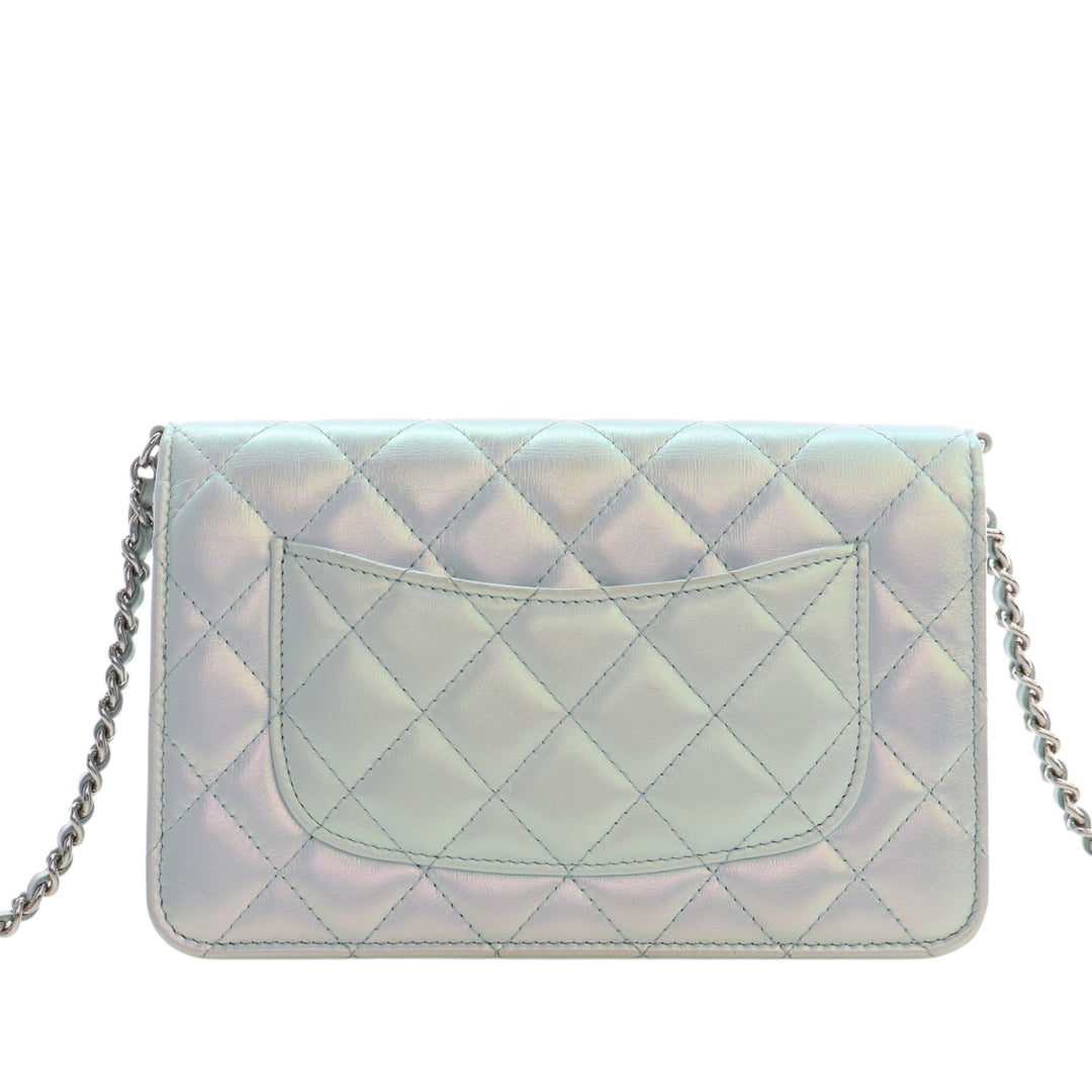 Chanel CC Matelassé Iridescent Cuir d’agneau Wallet on Chain