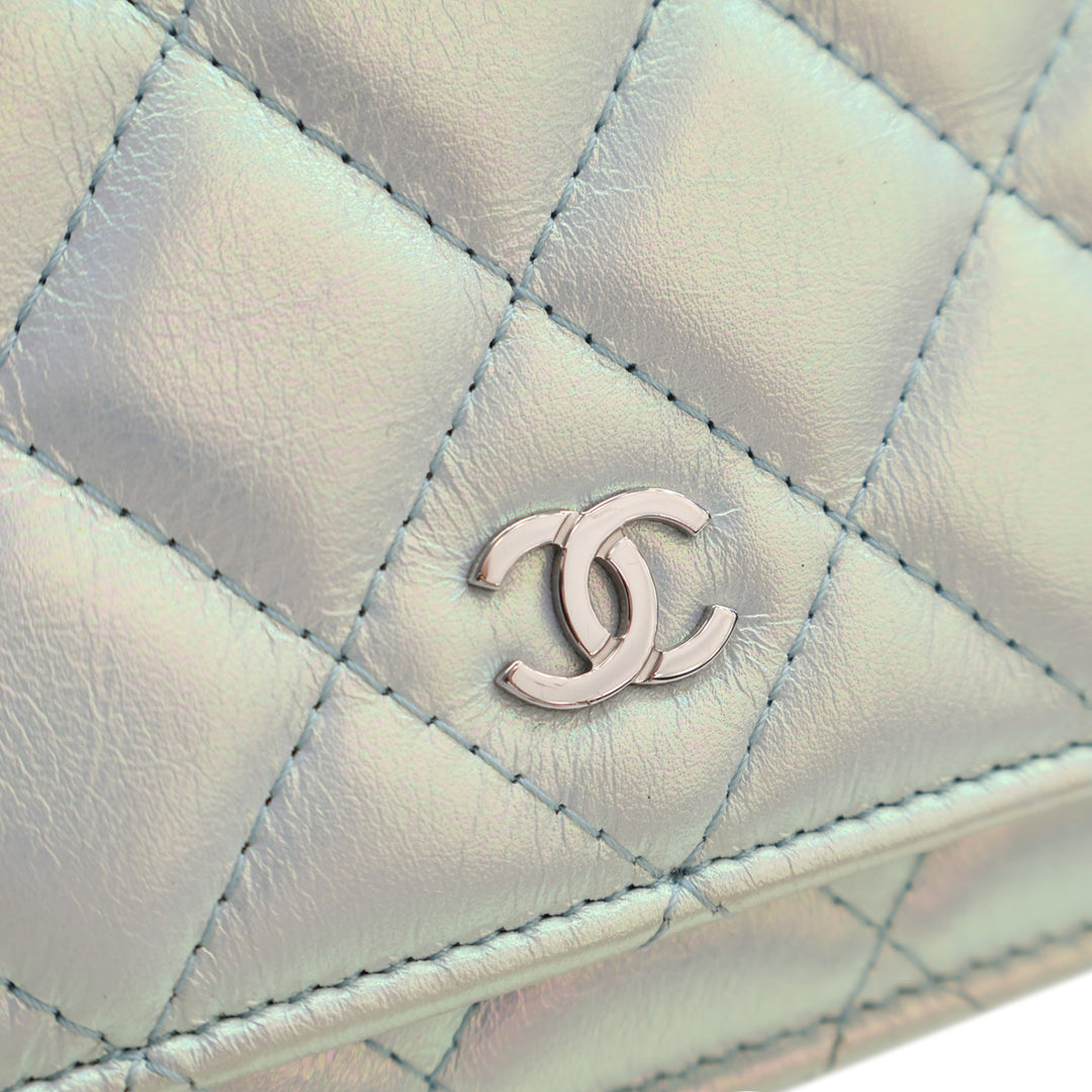 Chanel CC Matelassé Iridescent Cuir d’agneau Wallet on Chain
