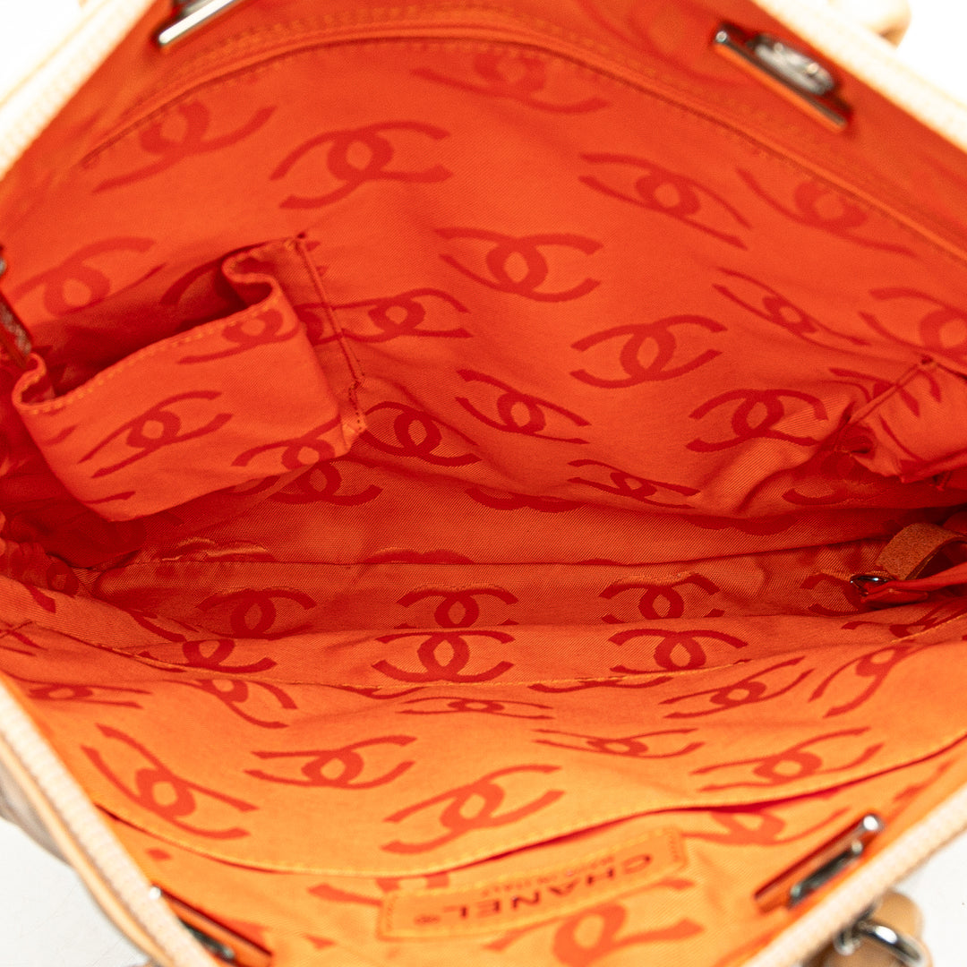 Chanel Matelassé Cambon Ligne Plat Cabas Cuir d'agneau Marron