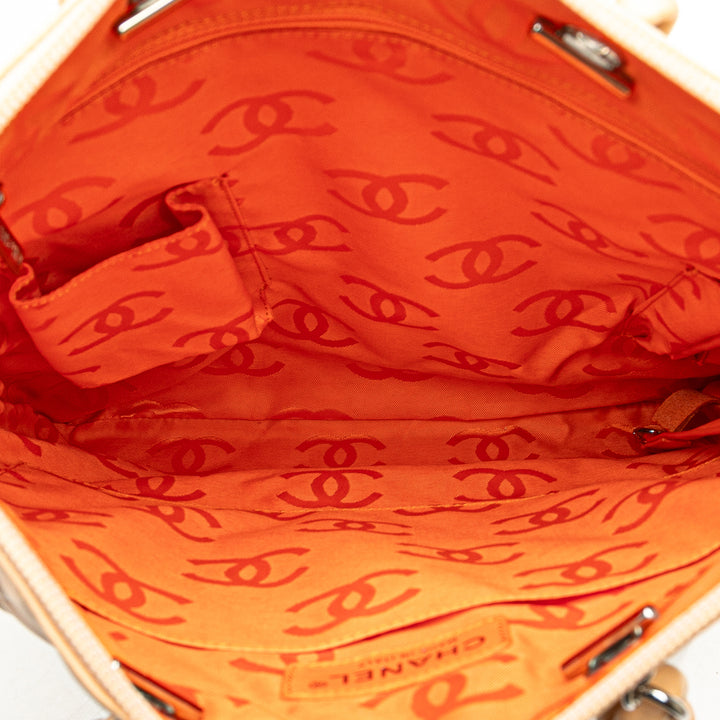 Chanel Matelassé Cambon Ligne Plat Cabas Cuir d'agneau Marron