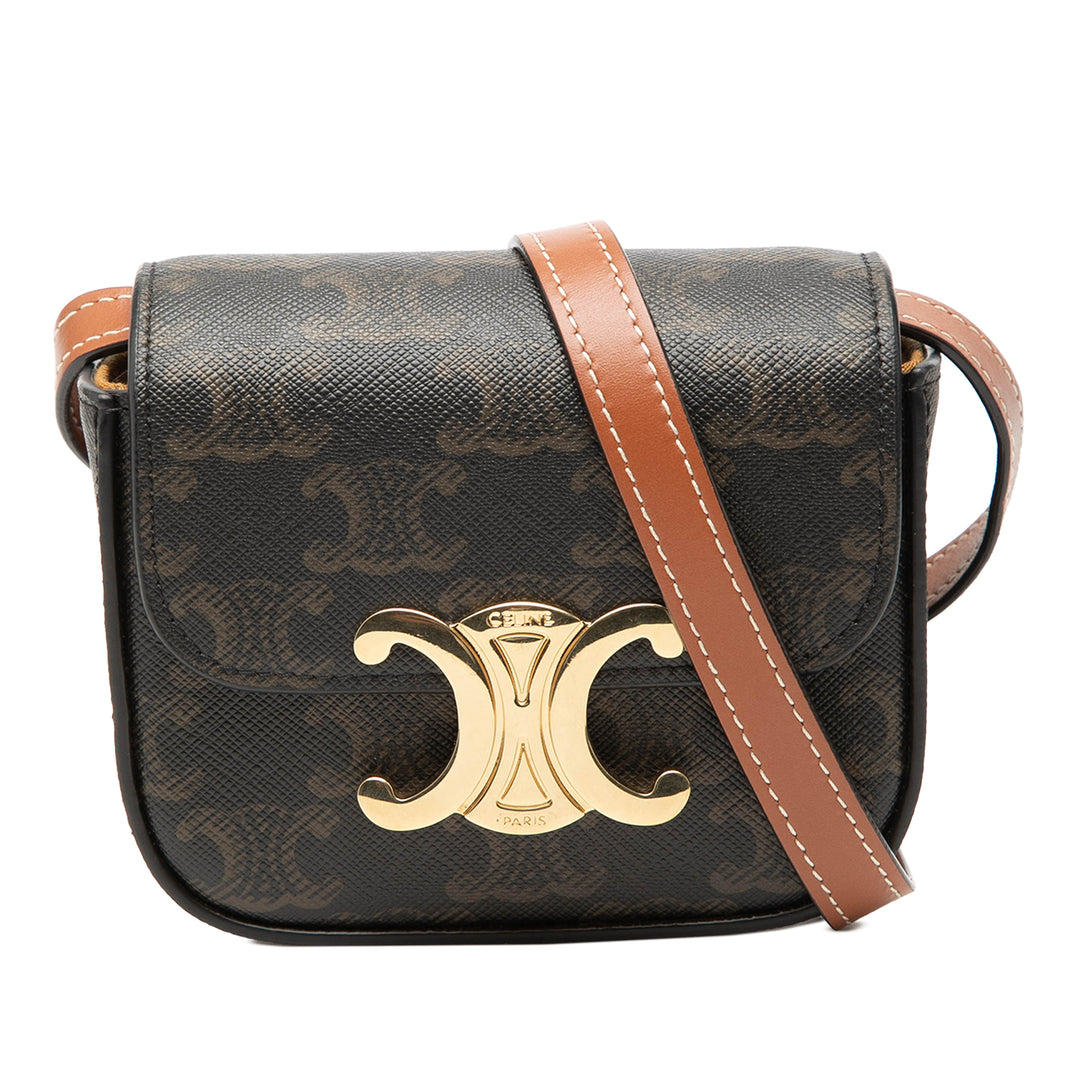 Celine Mini Triomphe Coated Toile Claude Sac porté croisé