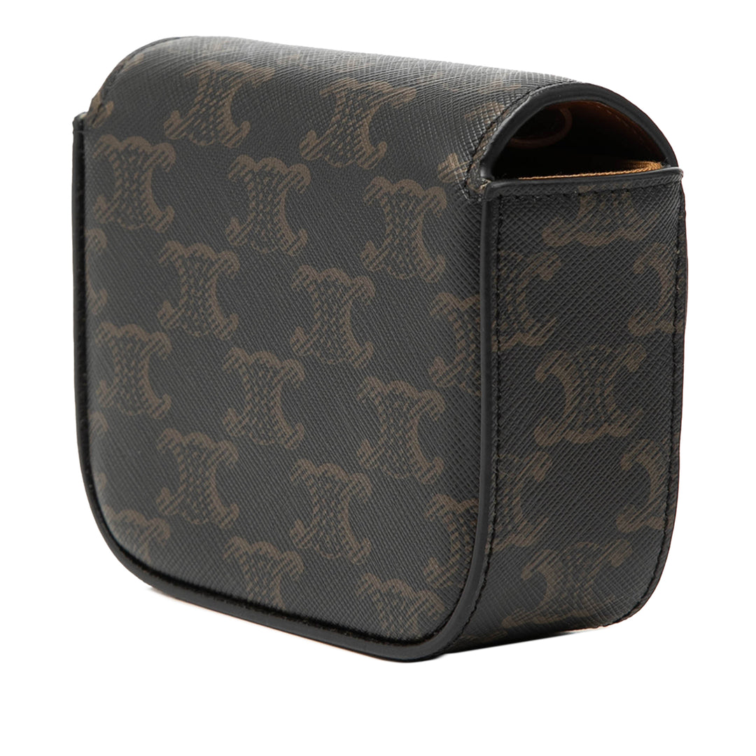 Celine Mini Triomphe Coated Toile Claude Sac porté croisé