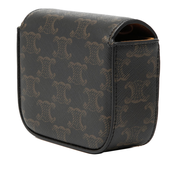 Celine Mini Triomphe Coated Toile Claude Sac porté croisé