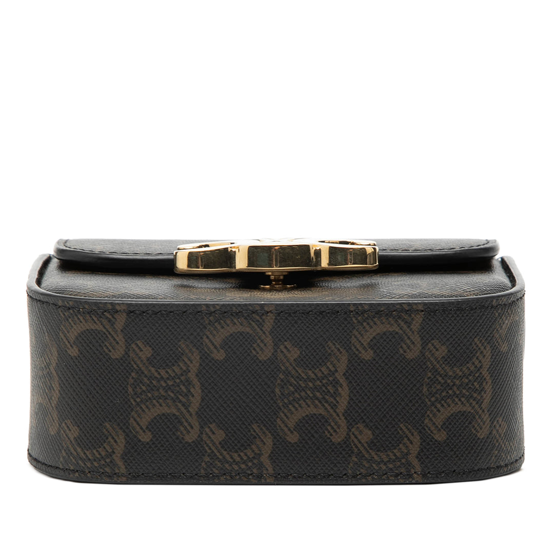 Celine Mini Triomphe Coated Toile Claude Sac porté croisé
